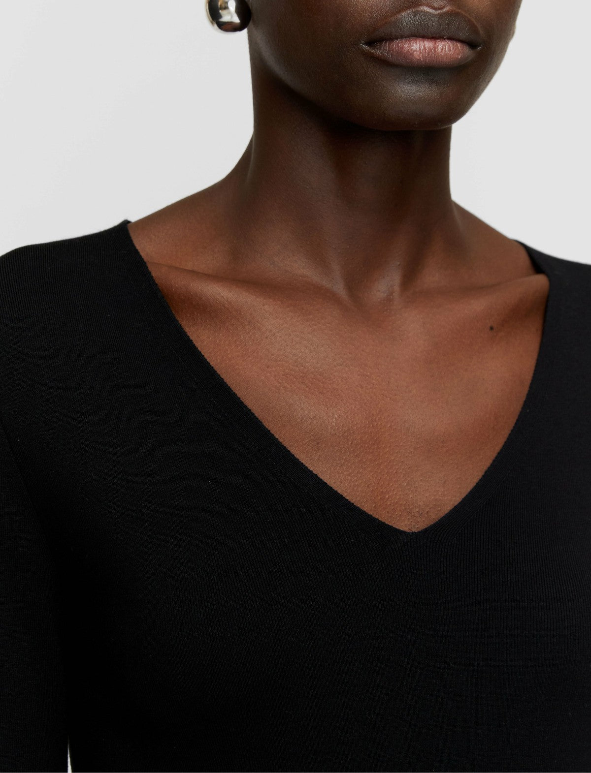 JOSEPH Fashion Women Silk Stretch V Neck Top Black