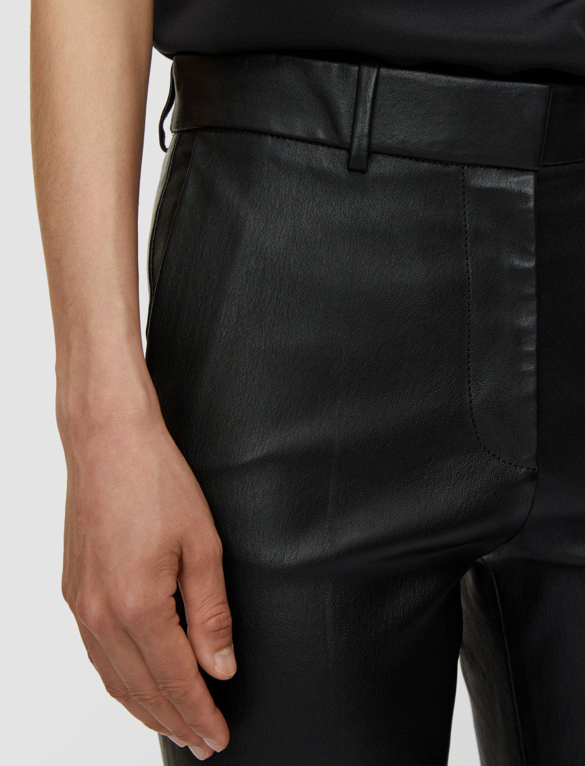 JOSEPH Fashion Women Coleman Leather Stretch Trousers Black