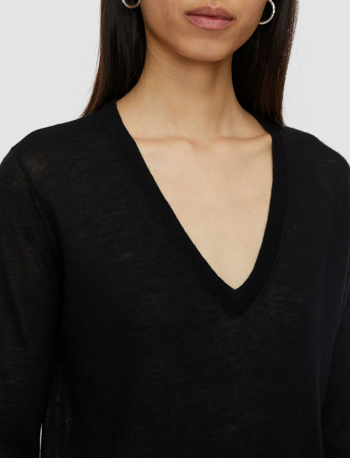 JOSEPH Fashion Women Cashair V Neck Jumper Black