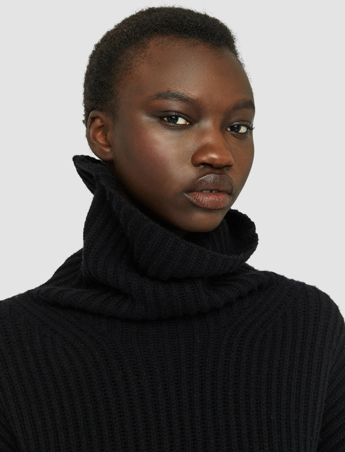 JOSEPH Fashion Women Cardigan Stitch High Neck Jumper Black