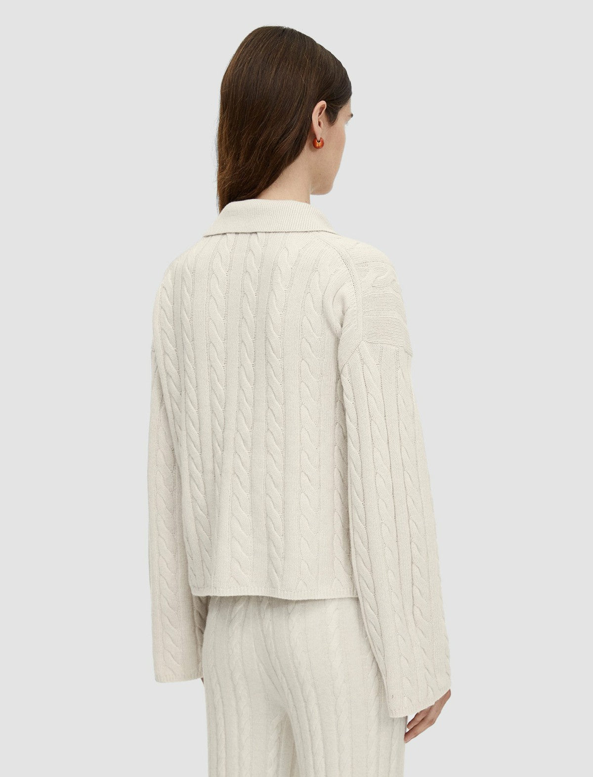 JOSEPH Fashion Women Light Cable Knit Polo Neck Jumper Ivory