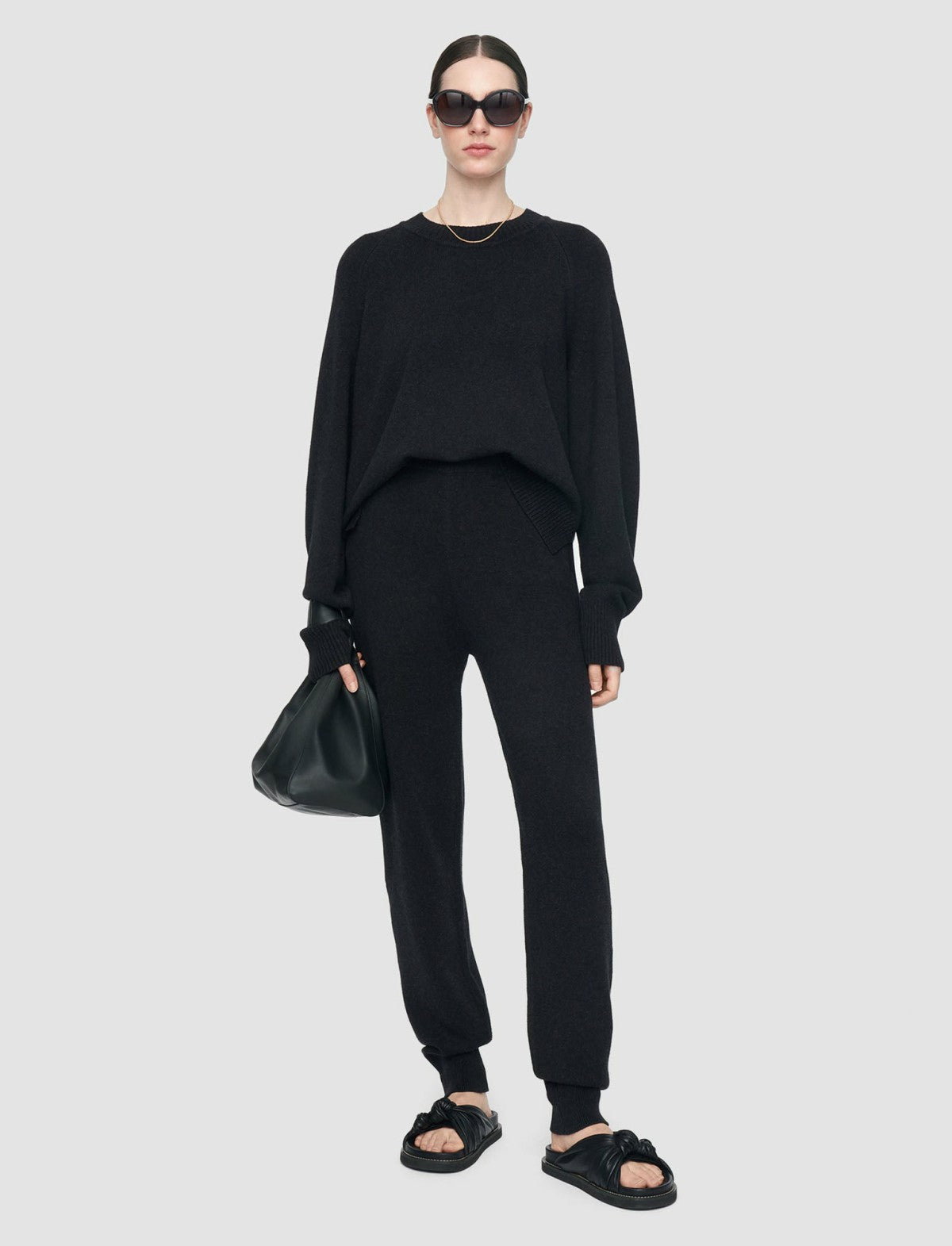 JOSEPH Fashion Women Silk Cashmere Loungewear Trousers Dark Grey