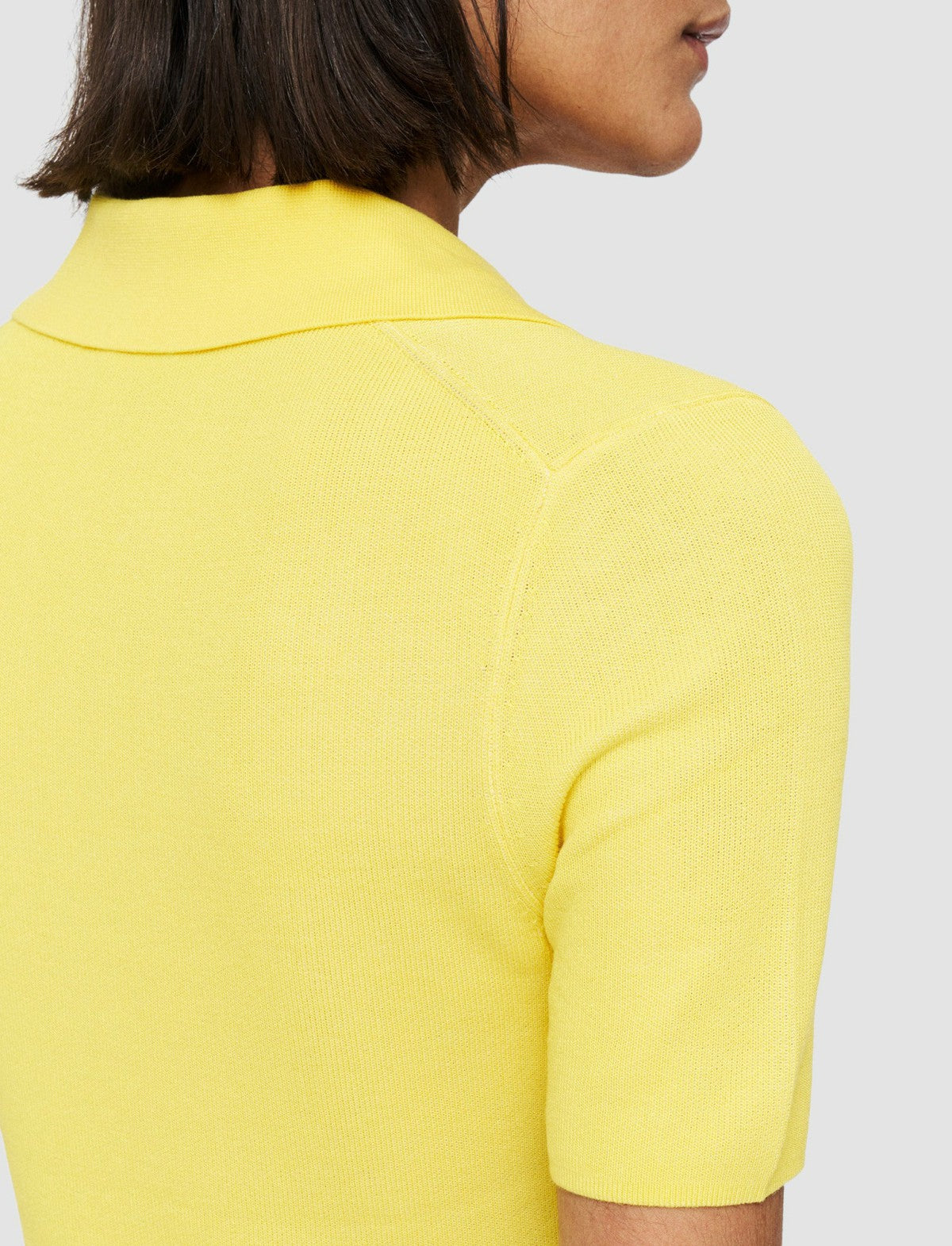 JOSEPH Fashion Women Plated Knit Polo Top Sunshine Combo
