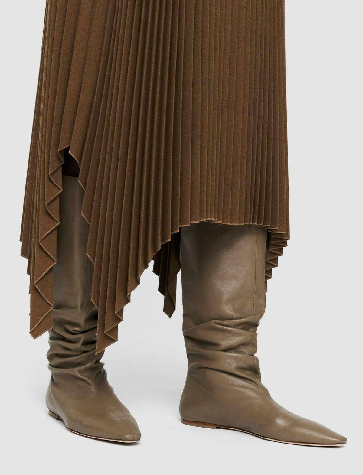 JOSEPH Fashion Women Pleated Flannel Ade Skirt Khaki