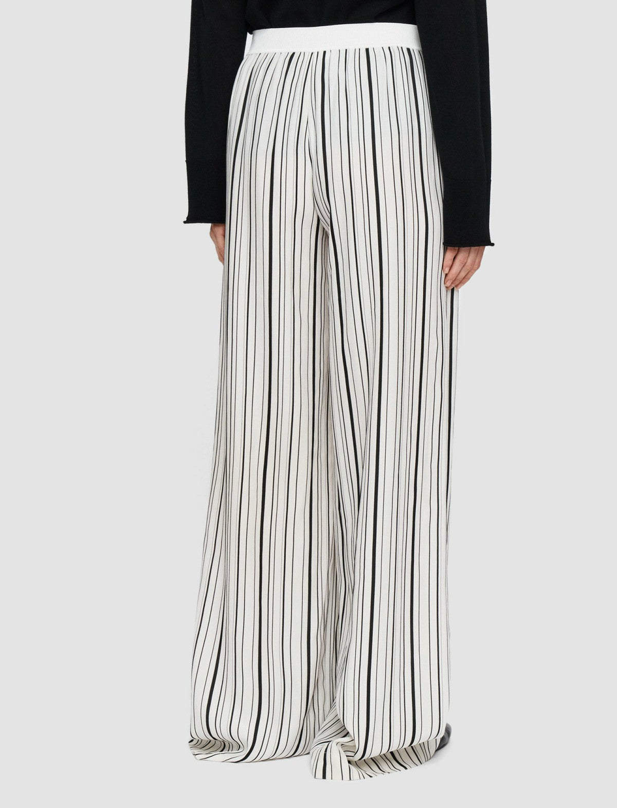 JOSEPH Fashion Women Silk Animation Hulin Trousers Oyster White/ Black