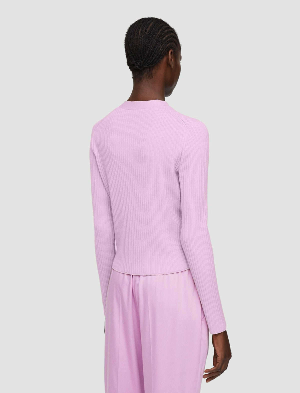JOSEPH Fashion Women Fine Merino Rib Cardigan Begonia Pink