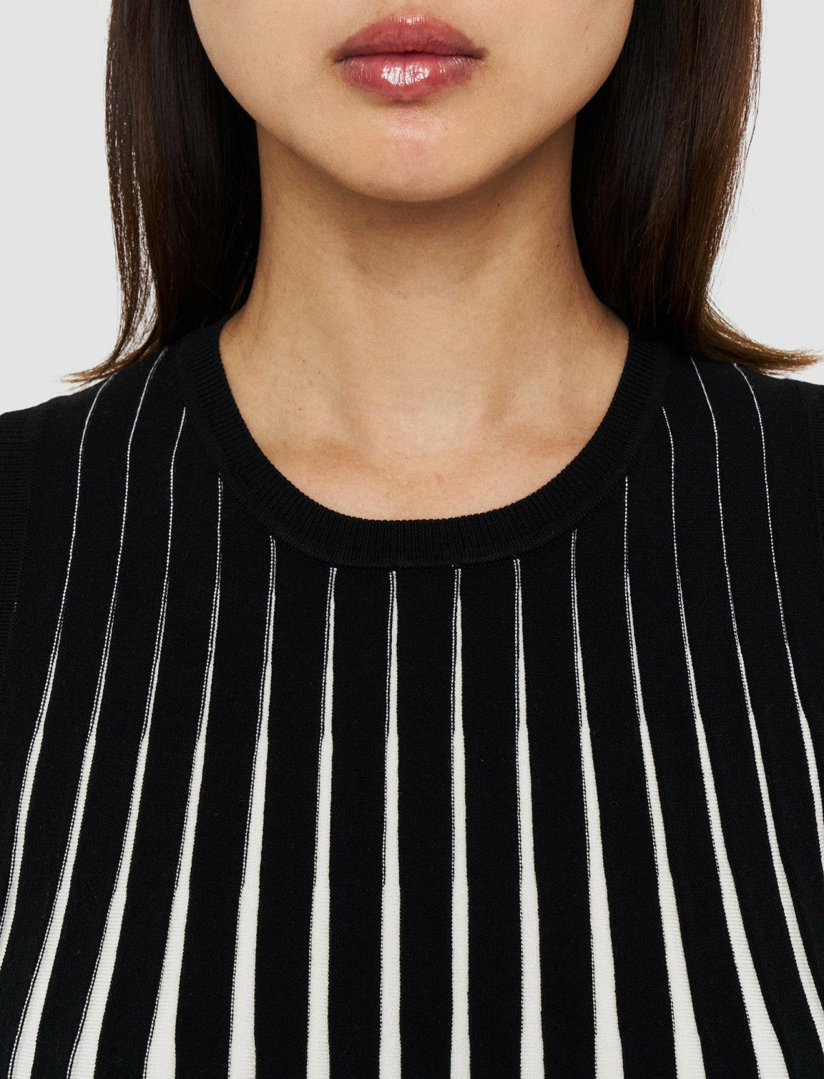 JOSEPH Fashion Women Stripes Tank Top Oyster White/ Black