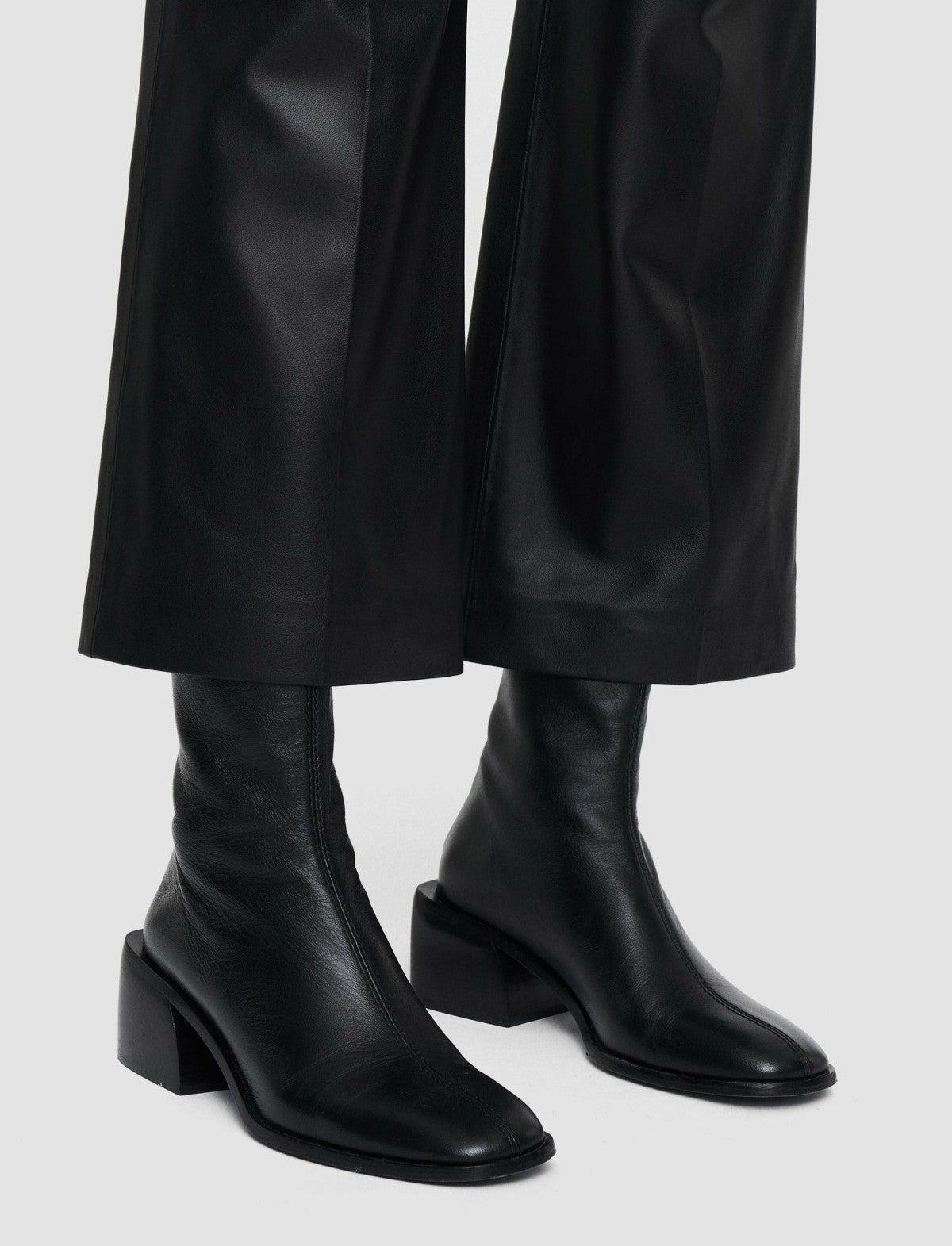JOSEPH Fashion Women Nappa Leather Talia Trousers Black