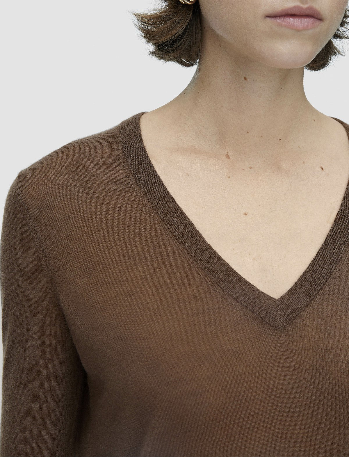 JOSEPH Fashion Women Cashair V Neck Jumper Arabica