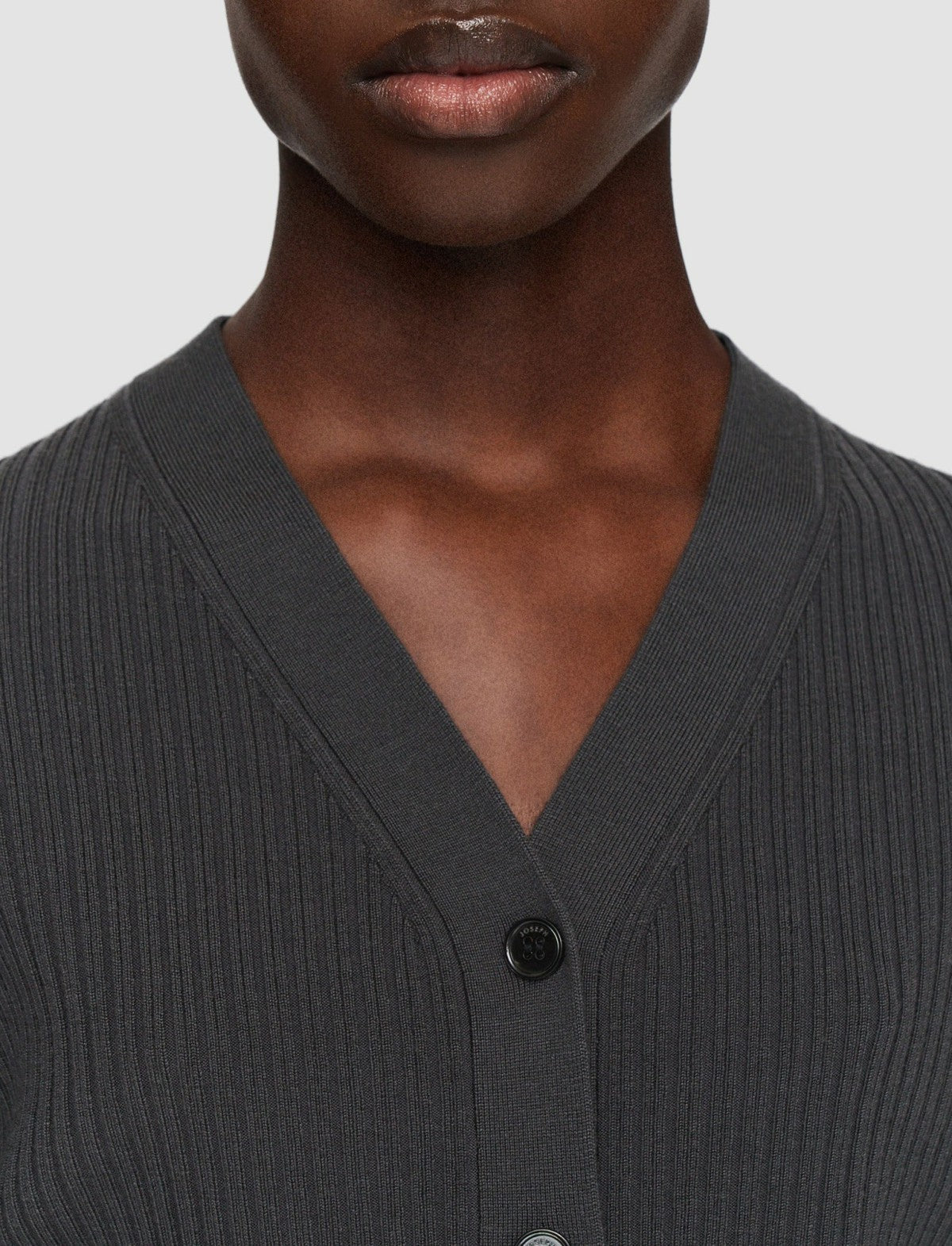 JOSEPH Fashion Women Merino Rib Cardigan Slate