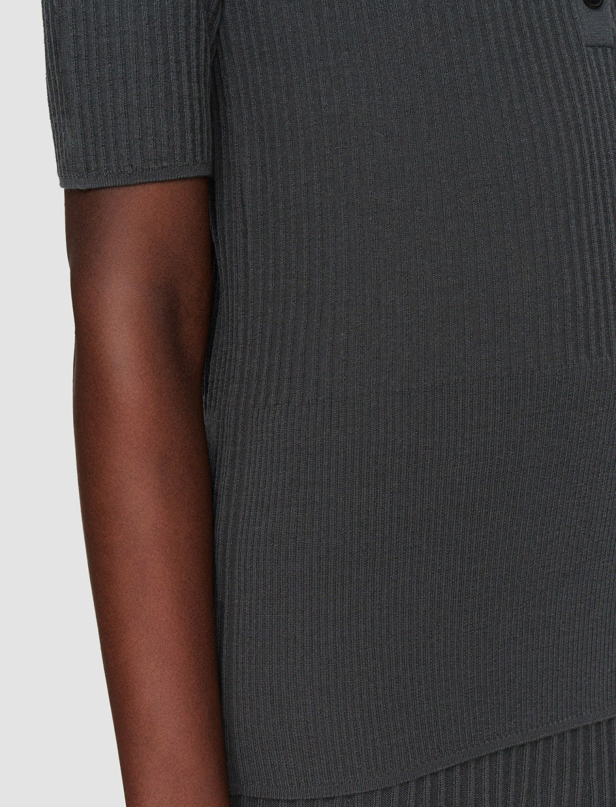 JOSEPH Fashion Women Merino Rib V Neck Top Slate