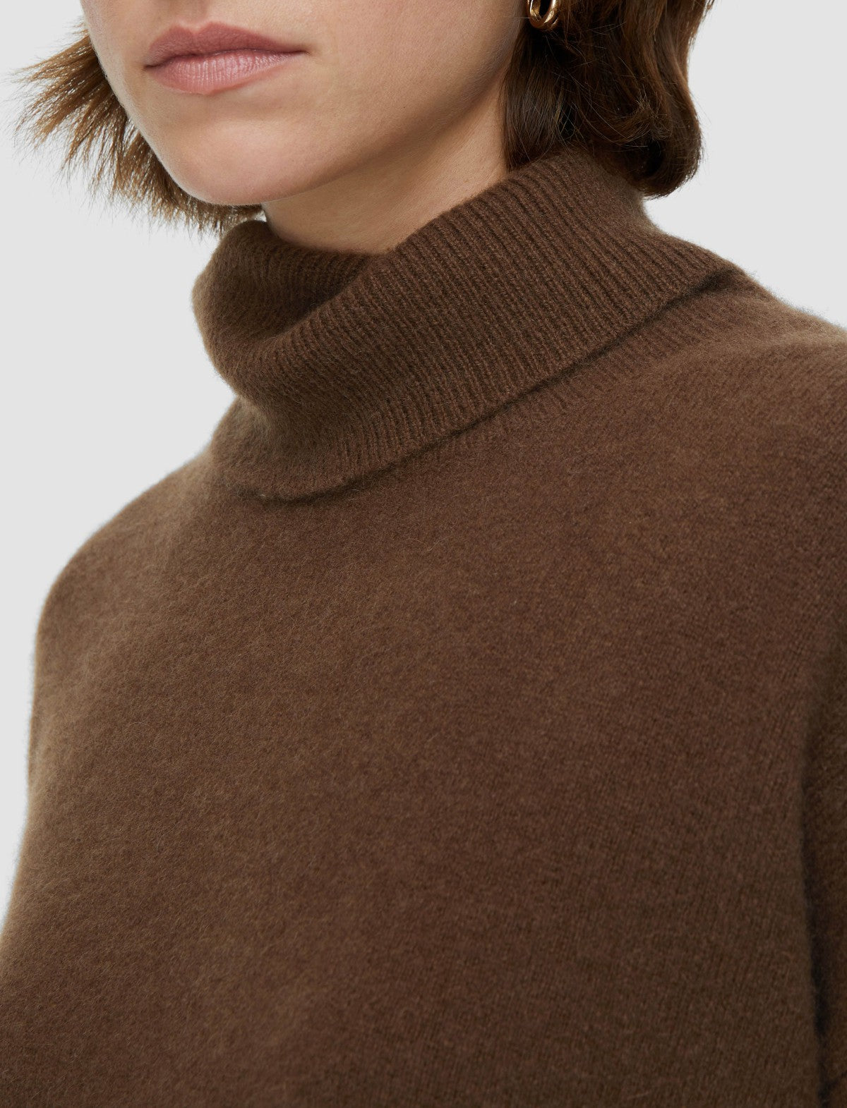 JOSEPH Fashion Women Brushed Cashmere High Neck Jumper Arabica