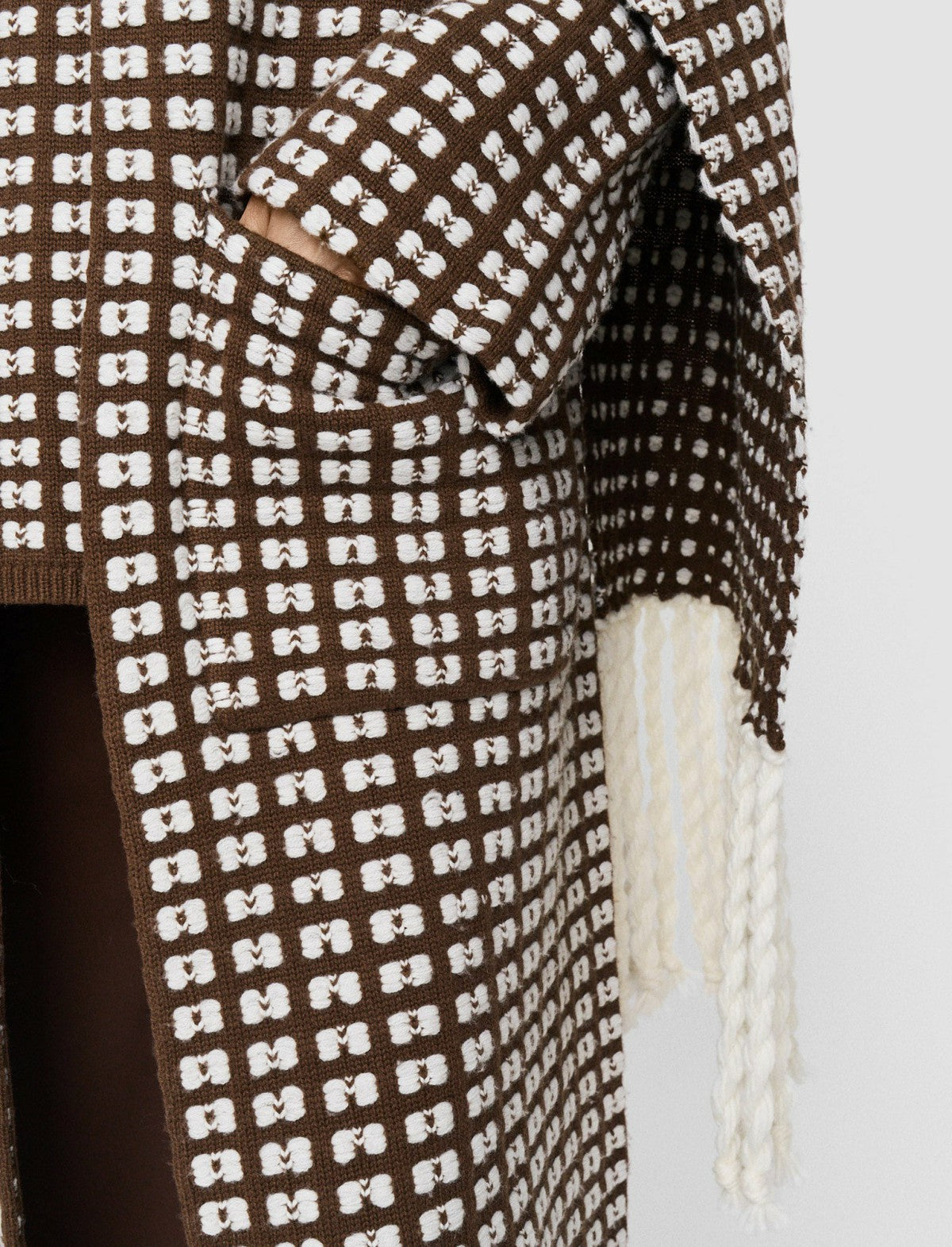 JOSEPH Fashion Women Waffle Knit Scarf Coat Ivory/Arabica