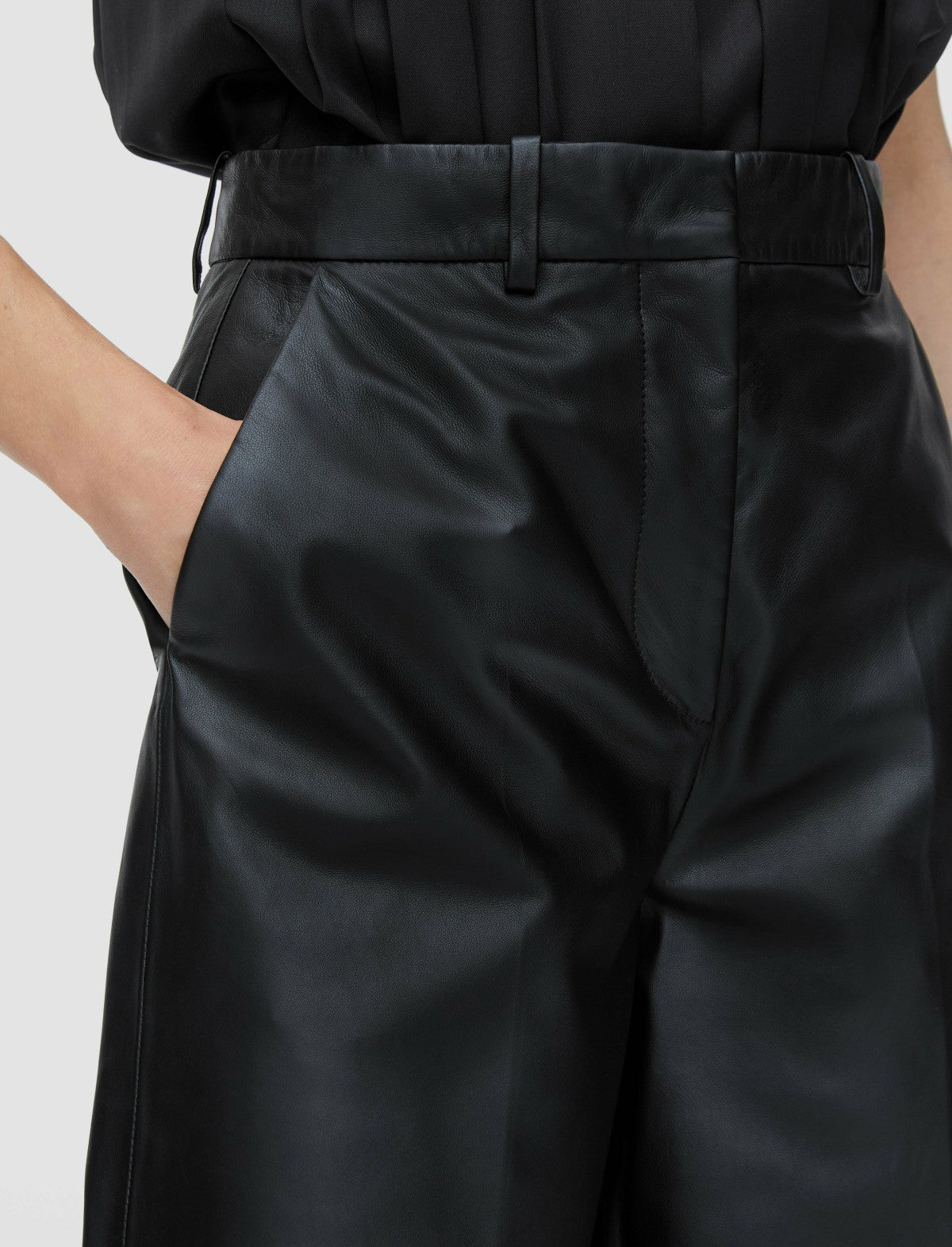 JOSEPH Fashion Women Alana Nappa Leather Trousers Black