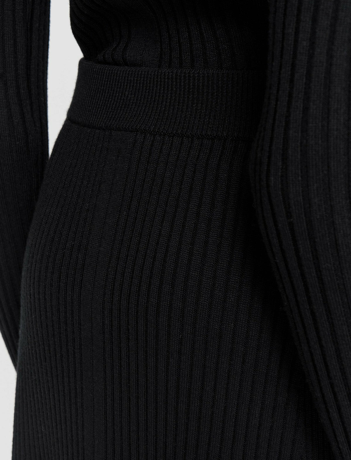 JOSEPH Fashion Women Merino Silk Rib Skirt Black