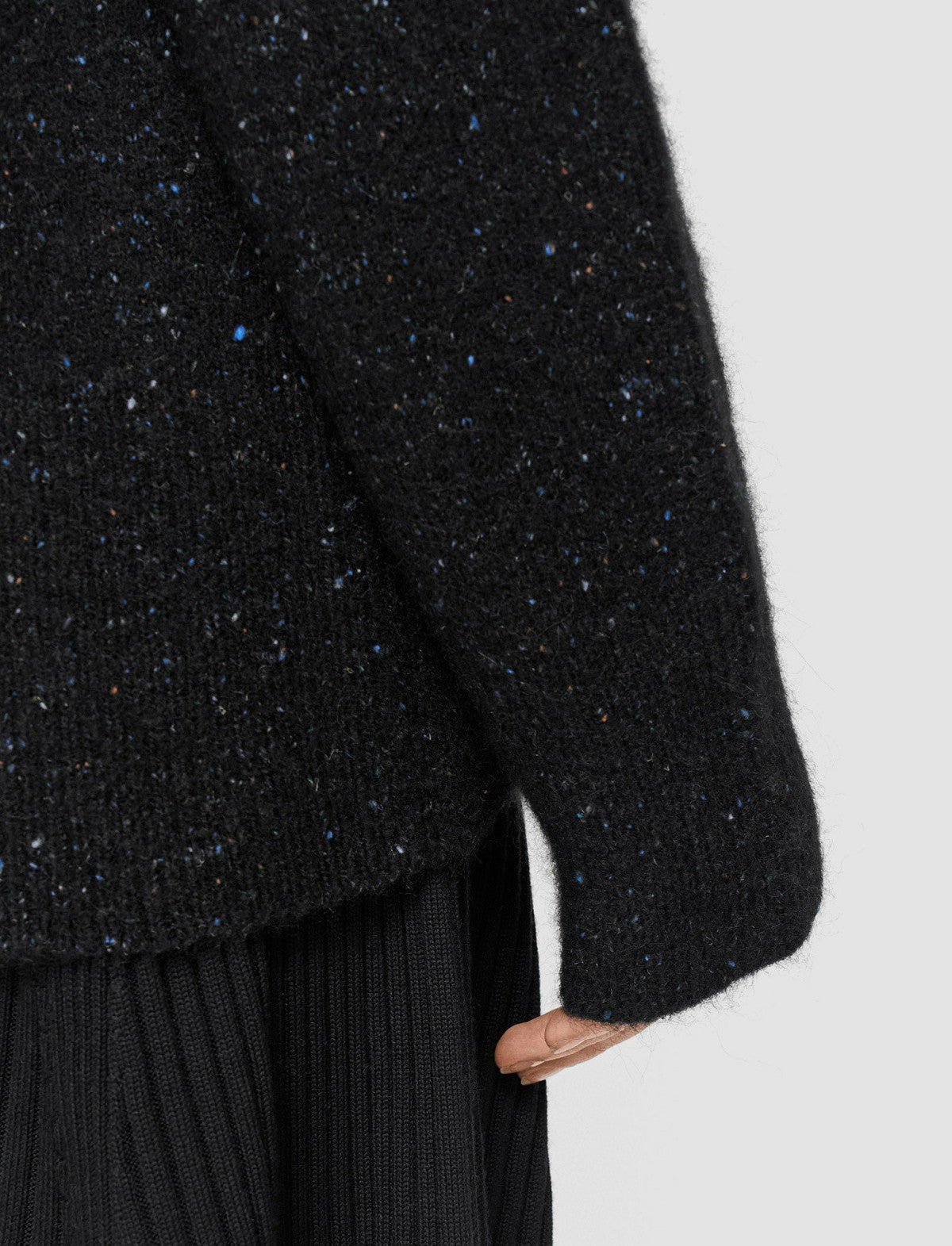 JOSEPH Fashion Women Alpaca Tweed Knit High Neck Jumper Black
