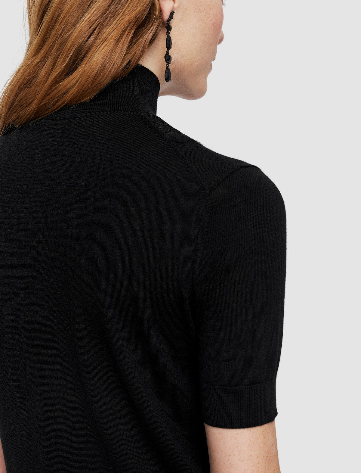 JOSEPH Fashion Women Lace Knit Mock Neck Top Black