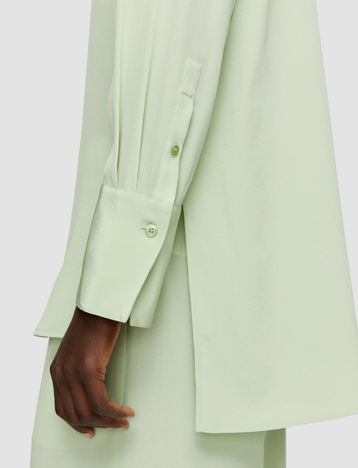 JOSEPH Fashion Women Bold Crepe de Soie Silk Blouse Matcha