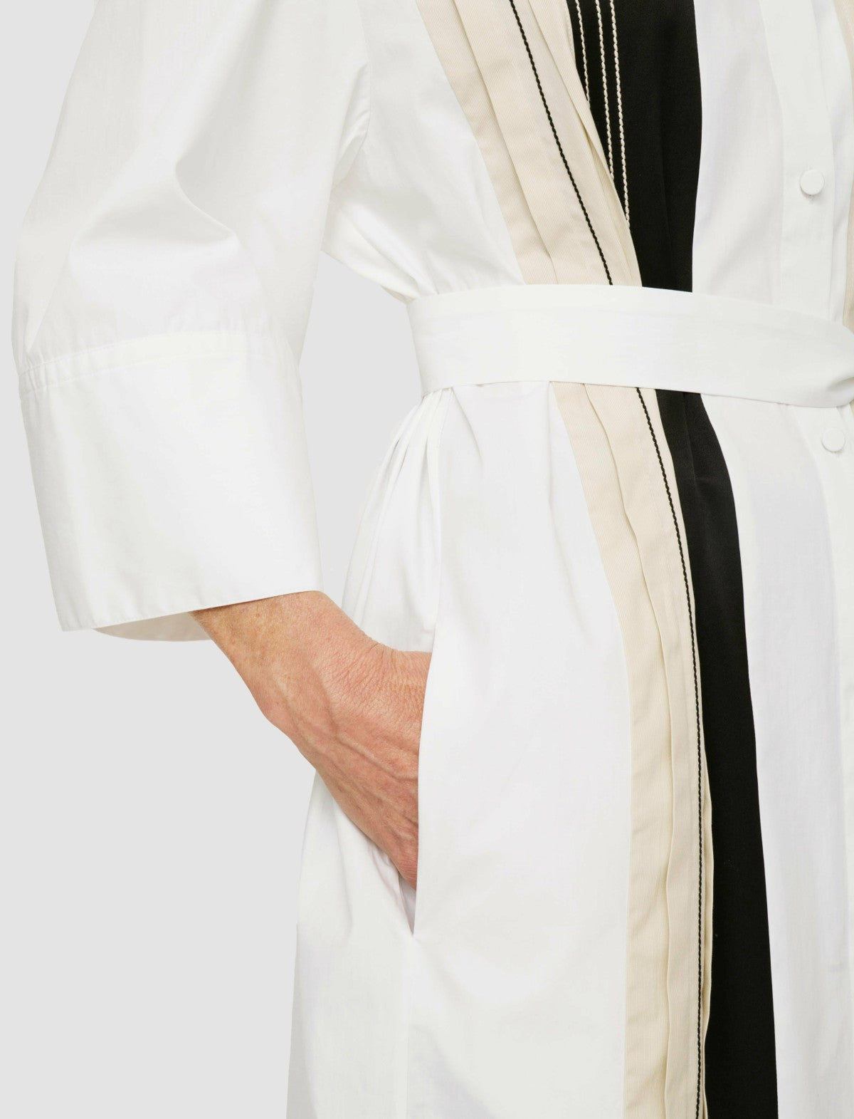 JOSEPH Fashion Women Mederic Poplin Colour Block Dress Black/White/Quail