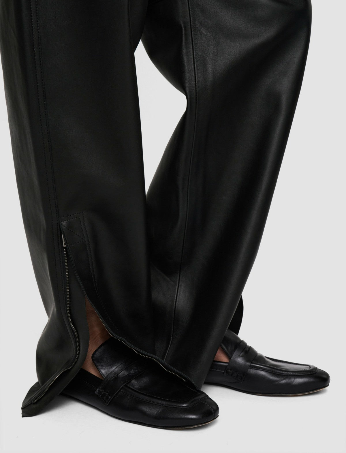 JOSEPH Fashion Women Tony Nappa Leather Trousers Black