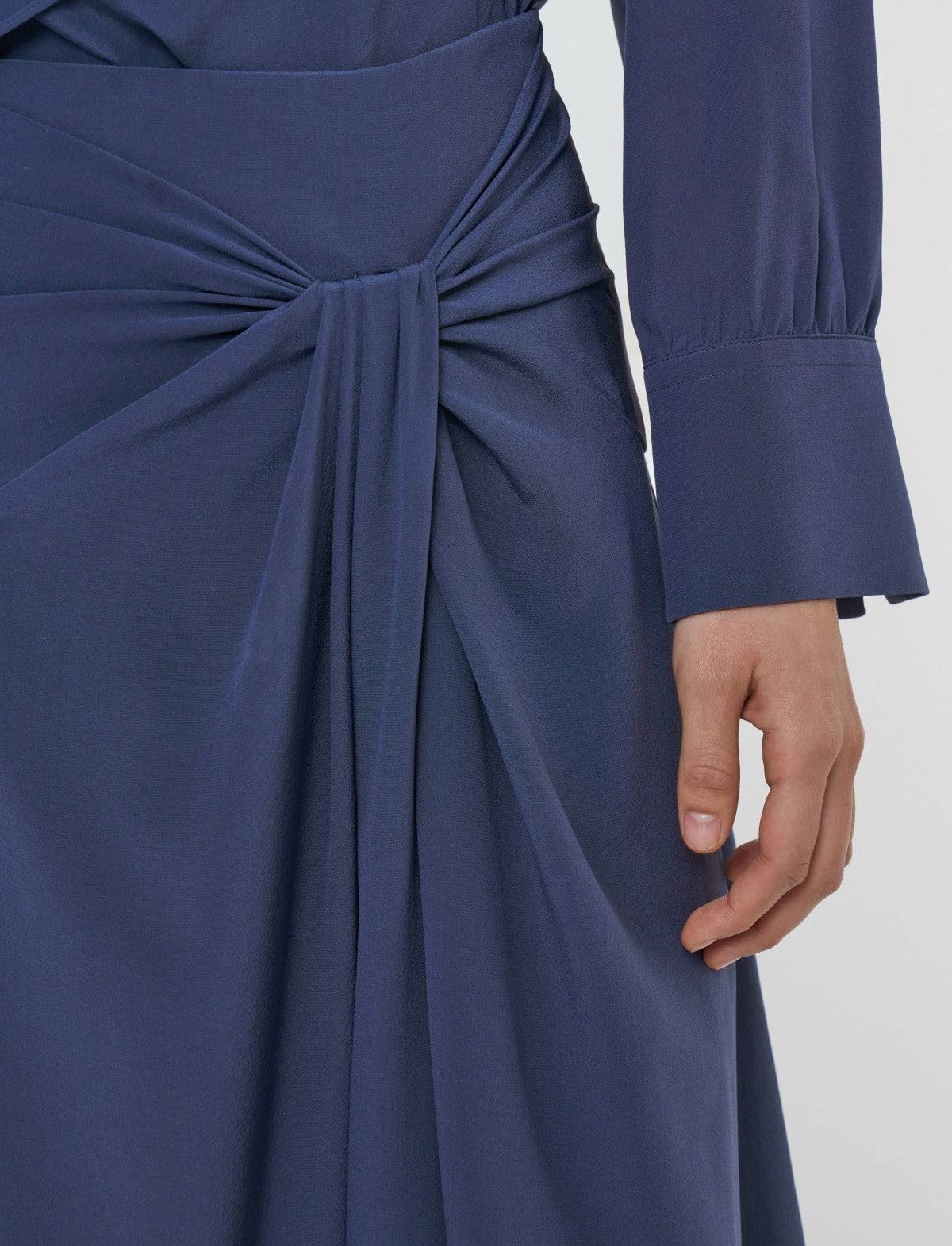 JOSEPH Fashion Women Fran Crepe de Chine Knot Silk Skirt Harbour
