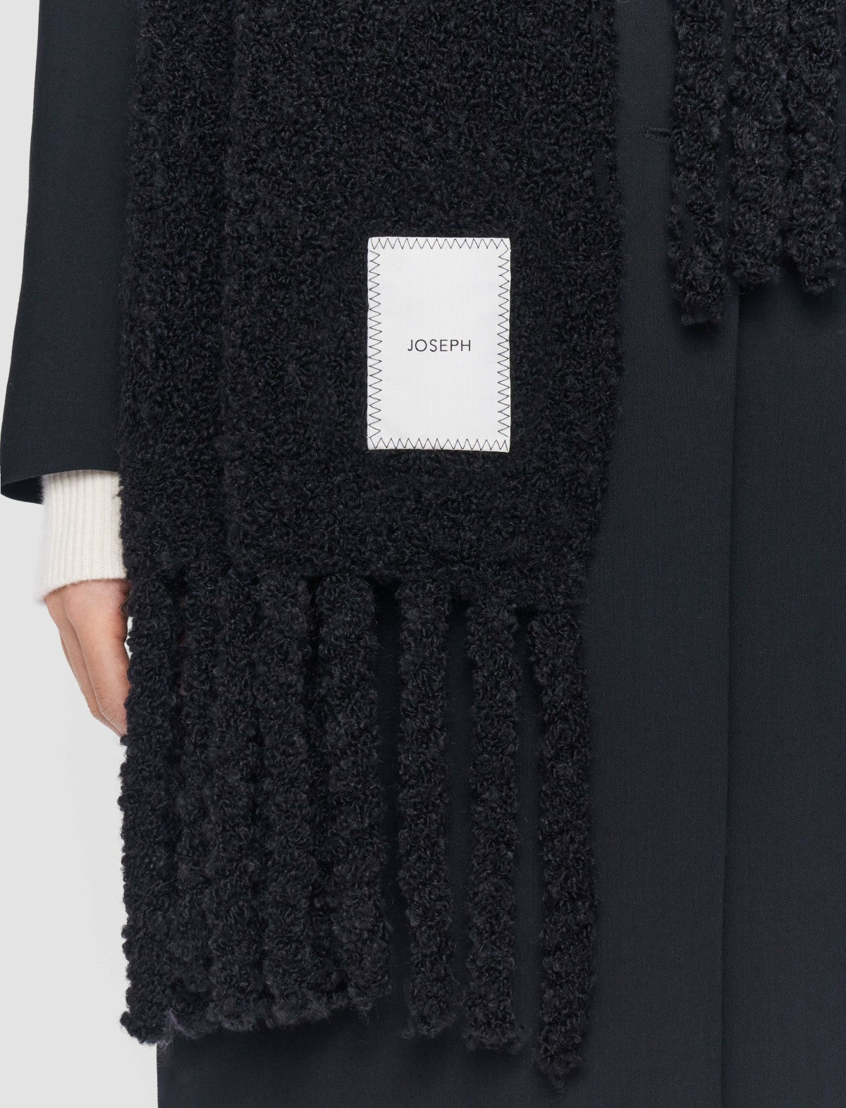 JOSEPH Fashion Women Bouclé Knit Scarf Black