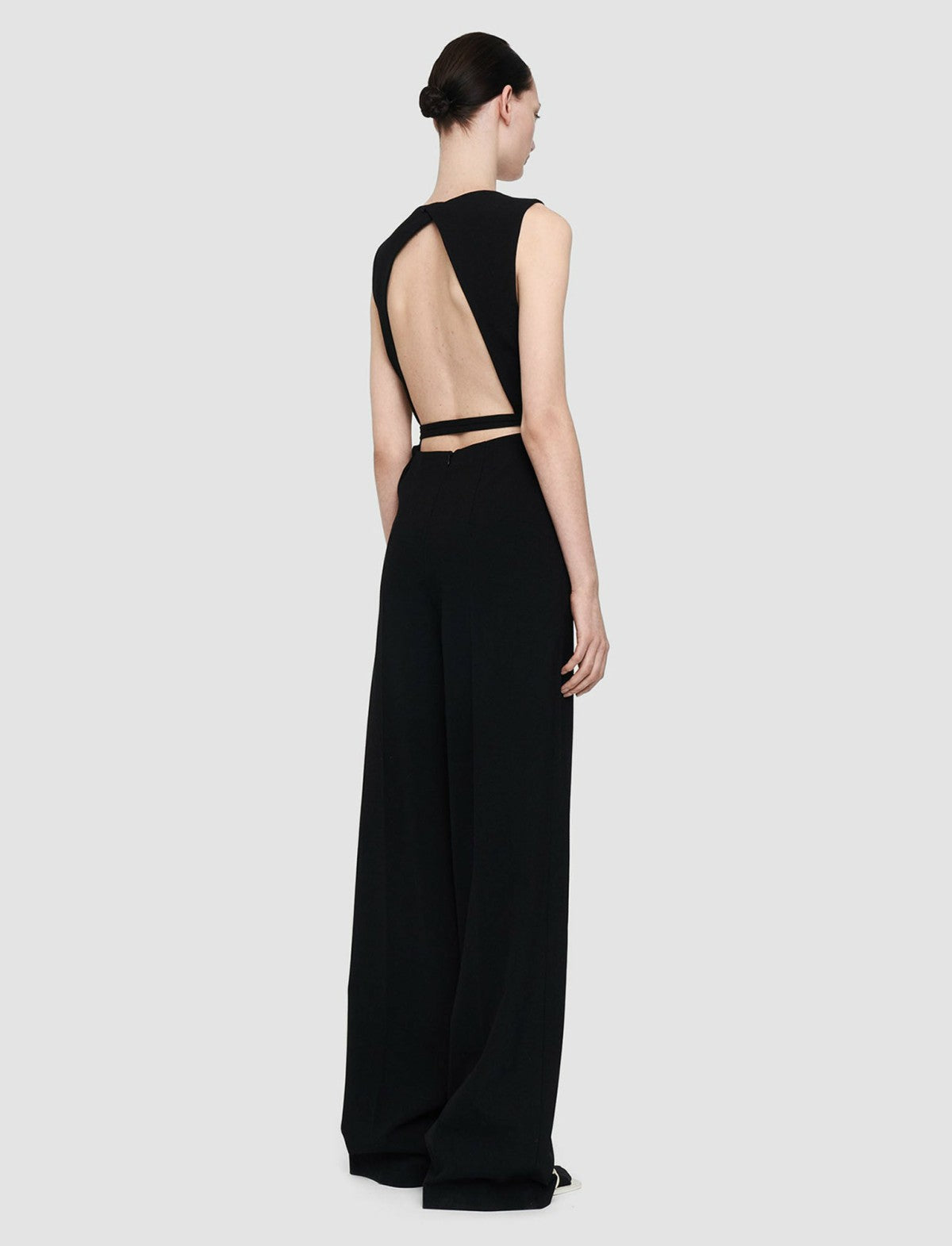 JOSEPH Fashion Women Formal Crepe Thiers Backless Jumpsuit Black