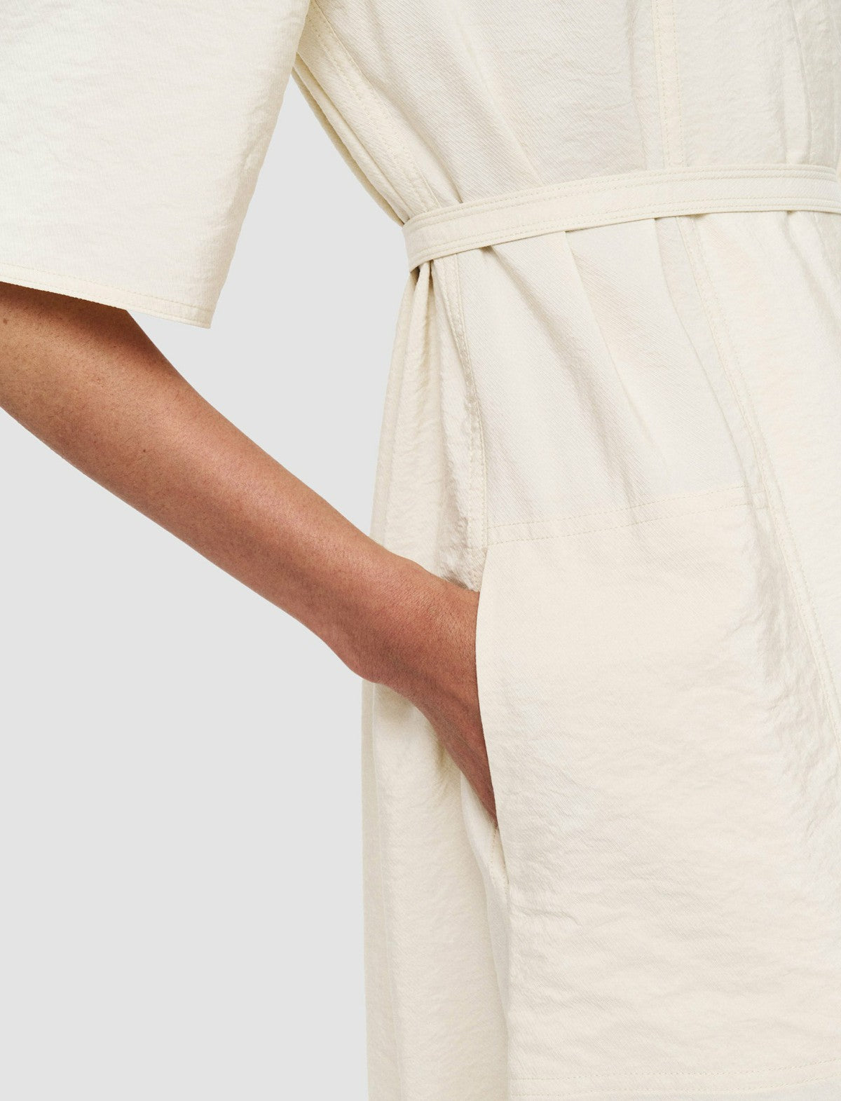 JOSEPH Fashion Women Textured Twill Dareau Dress Papyrus