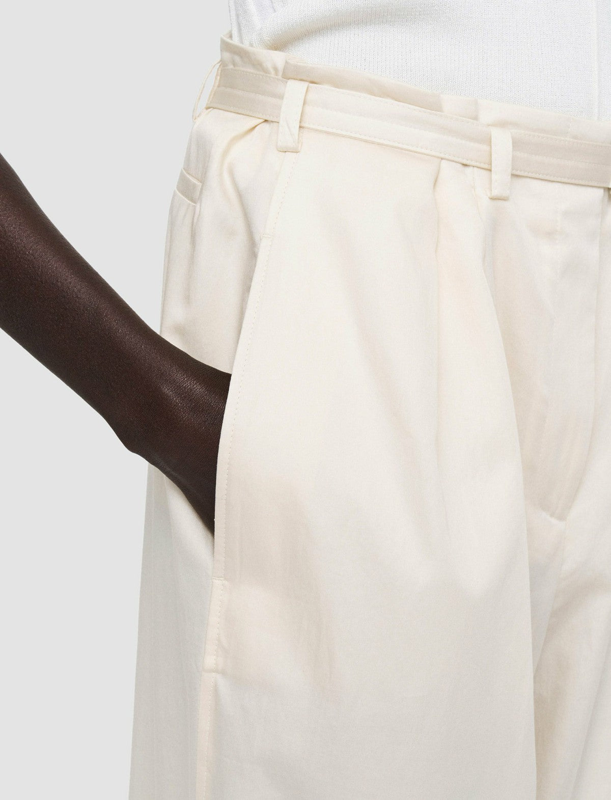 JOSEPH Fashion Women Light Cotton Sateen Tunis Trousers Papyrus