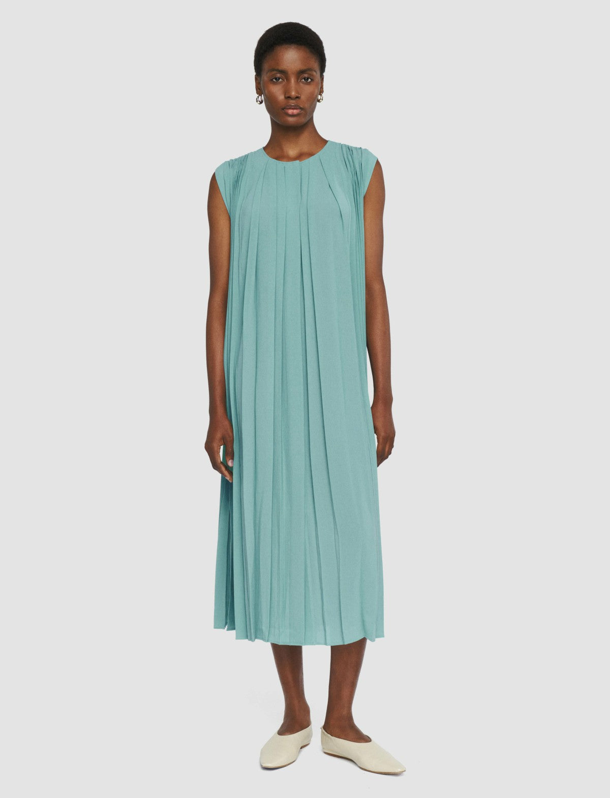 JOSEPH Fashion Women Davide Airy Plissé Dress Lagoon