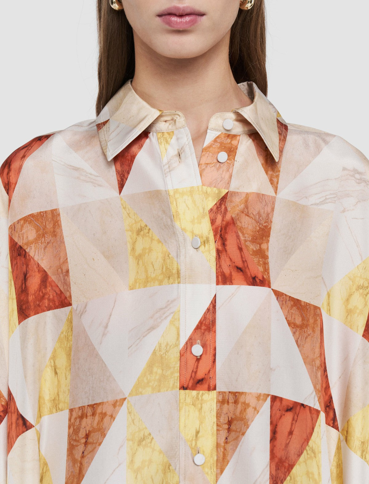 JOSEPH Fashion Women Dania Marble Print Silk Dress Sundown Combo