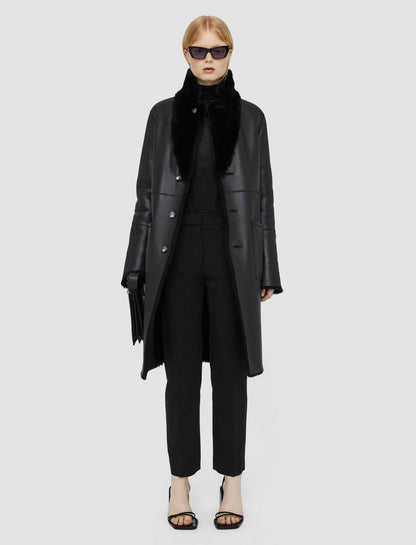 JOSEPH Fashion Women Britanny Reversible Shearling Coat Black