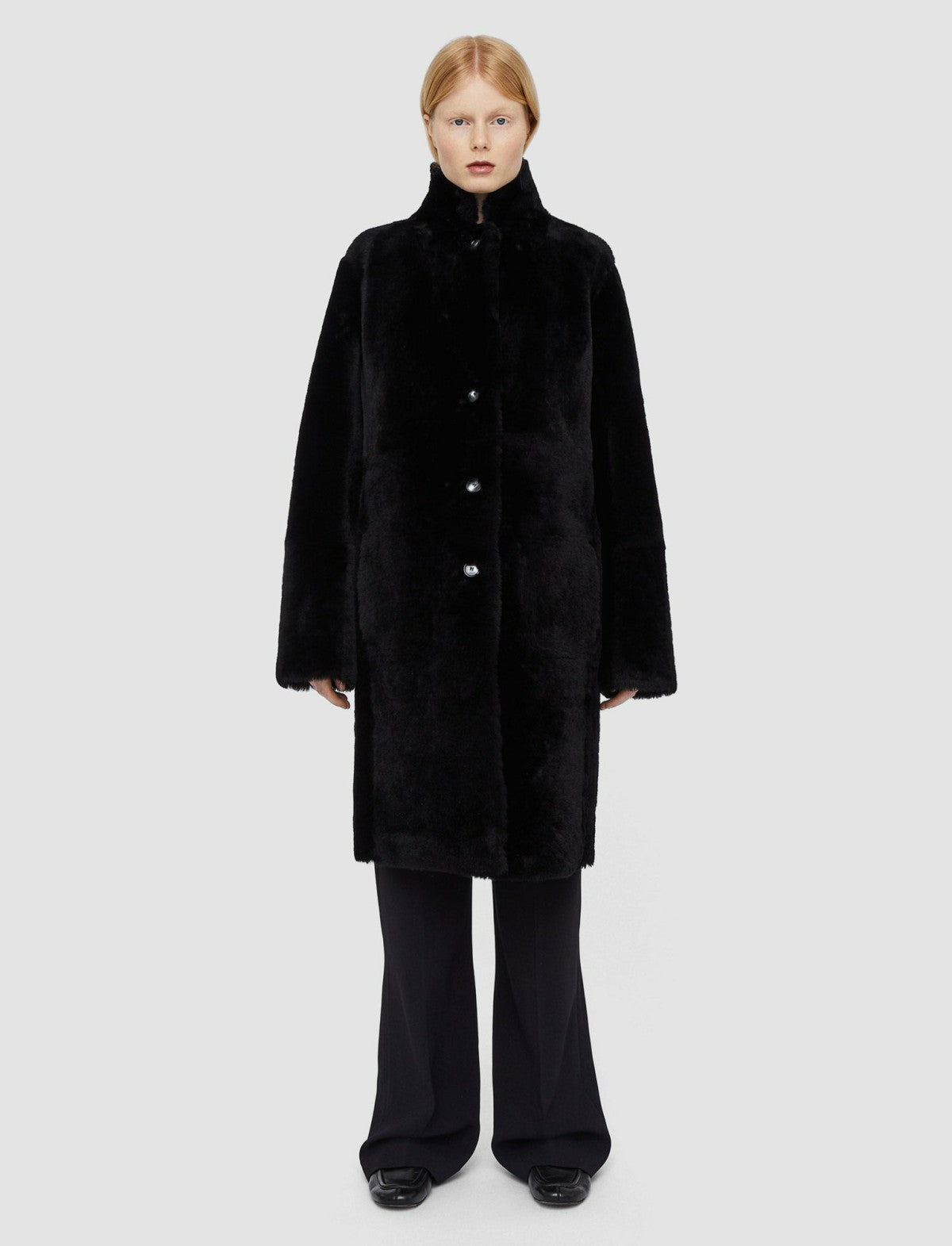JOSEPH Fashion Women Britanny Reversible Shearling Coat Black