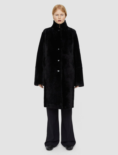 JOSEPH Fashion Women Britanny Reversible Shearling Coat Black