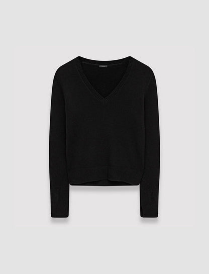 JOSEPH Fashion Women Pure Cashmere V Neck Jumper Black