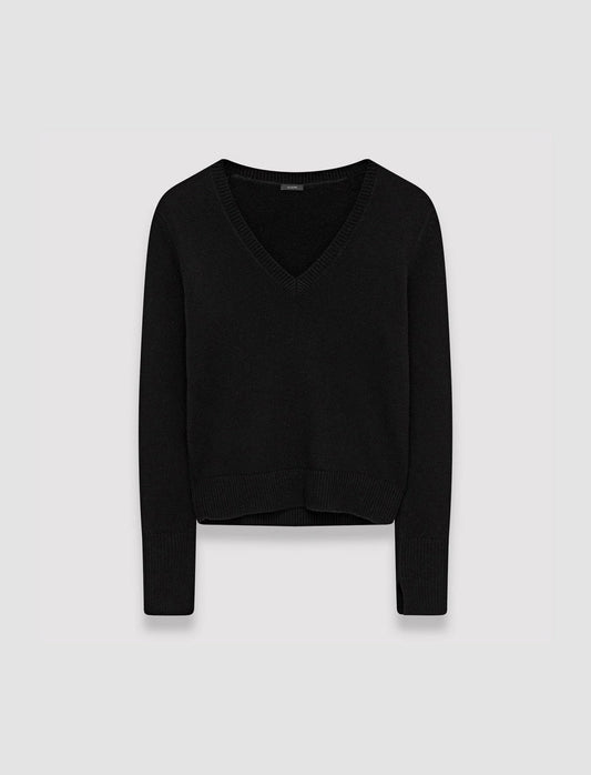 JOSEPH Fashion Women Pure Cashmere V Neck Jumper Black
