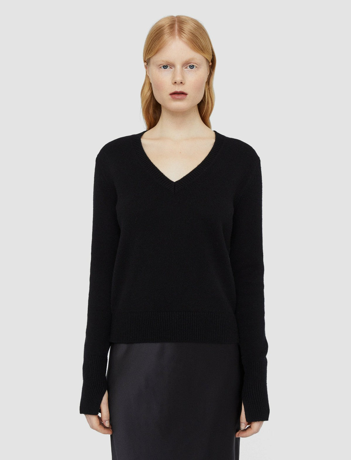 JOSEPH Fashion Women Pure Cashmere V Neck Jumper Black
