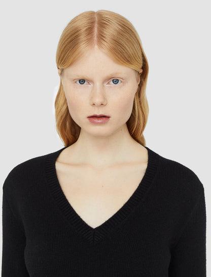 JOSEPH Fashion Women Pure Cashmere V Neck Jumper Black