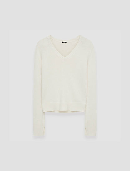 JOSEPH Fashion Women Pure Cashmere V Neck Jumper Ivory