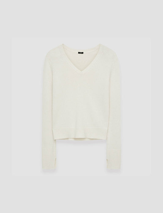 JOSEPH Fashion Women Pure Cashmere V Neck Jumper Ivory