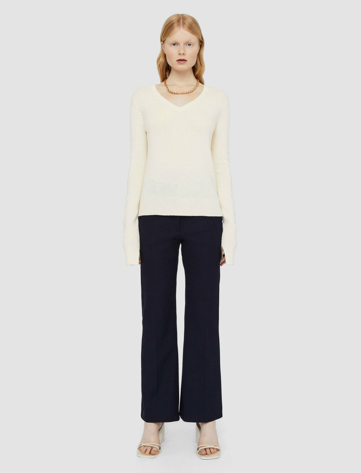 JOSEPH Fashion Women Pure Cashmere V Neck Jumper Ivory