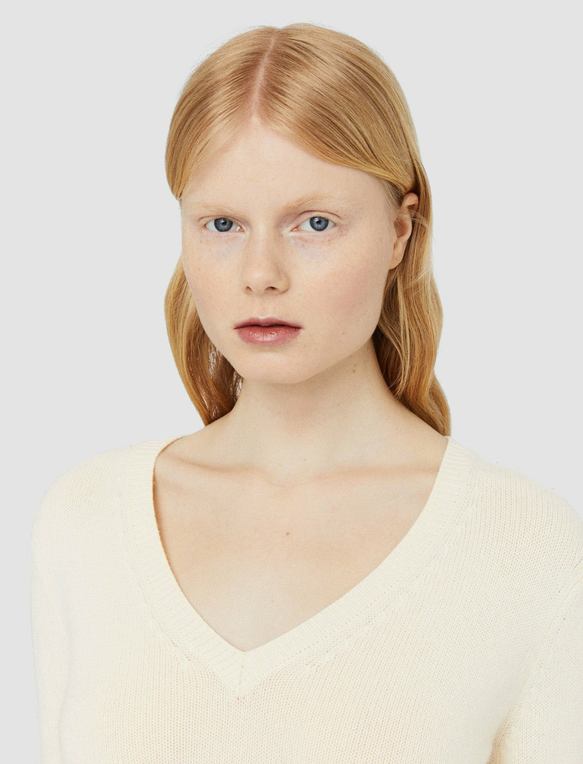 JOSEPH Fashion Women Pure Cashmere V Neck Jumper Ivory