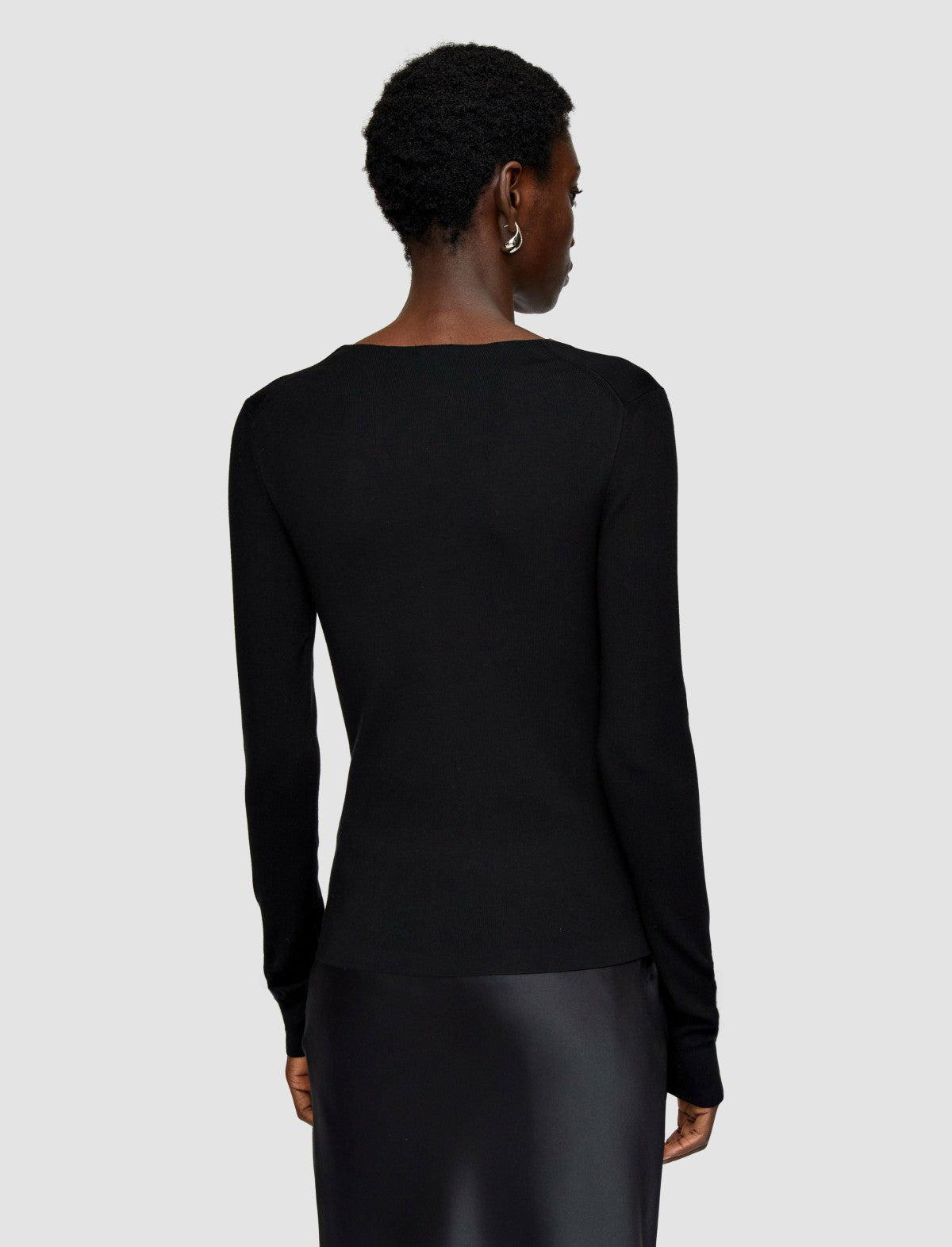 JOSEPH Fashion Women Silk Stretch V Neck Top Black