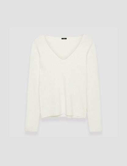 JOSEPH Fashion Women Silk Stretch V Neck Top Ivory