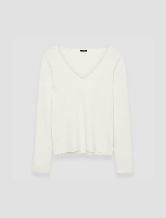 JOSEPH Fashion Women Silk Stretch V Neck Top Ivory