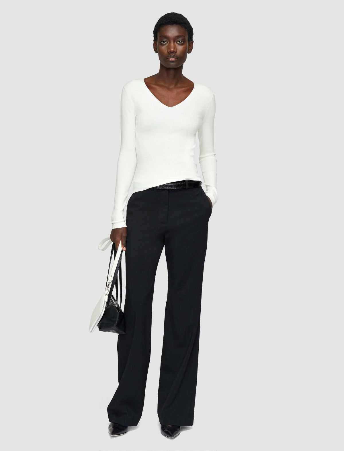 JOSEPH Fashion Women Silk Stretch V Neck Top Ivory