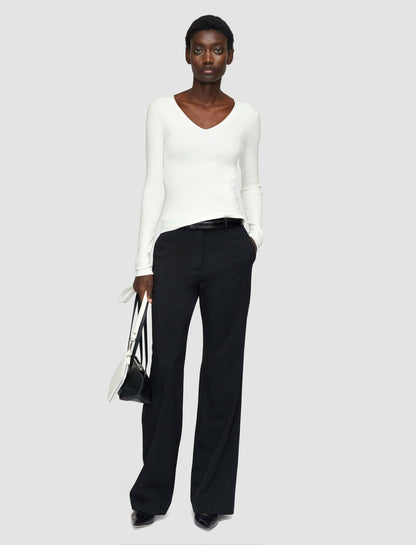 JOSEPH Fashion Women Silk Stretch V Neck Top Ivory