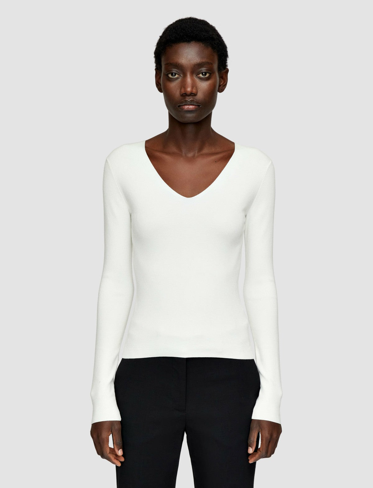 JOSEPH Fashion Women Silk Stretch V Neck Top Ivory
