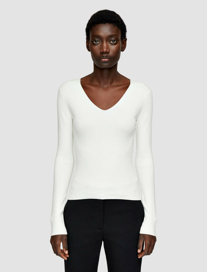 JOSEPH Fashion Women Silk Stretch V Neck Top Ivory