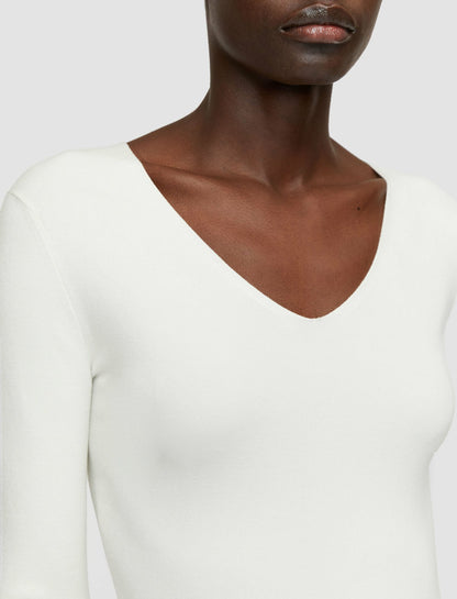 JOSEPH Fashion Women Silk Stretch V Neck Top Ivory